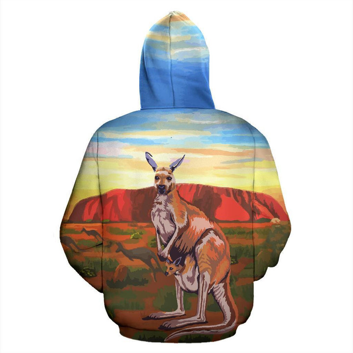 Kangaroo Uluru Australia Zip Up Hoodie - NNK1432 - Amaze Style™-Apparel