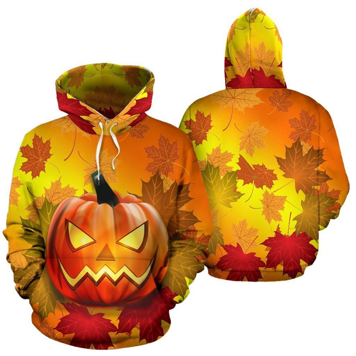Halloween hoodie pumpkin maple leaf  3d all over printed for man and women PL - Amaze Style™-Apparel