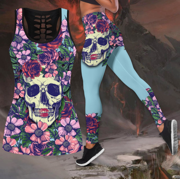 Butterfly Love Skull and Tattoos tanktop & legging outfit for women QB05252004 - Amaze Style™-Apparel