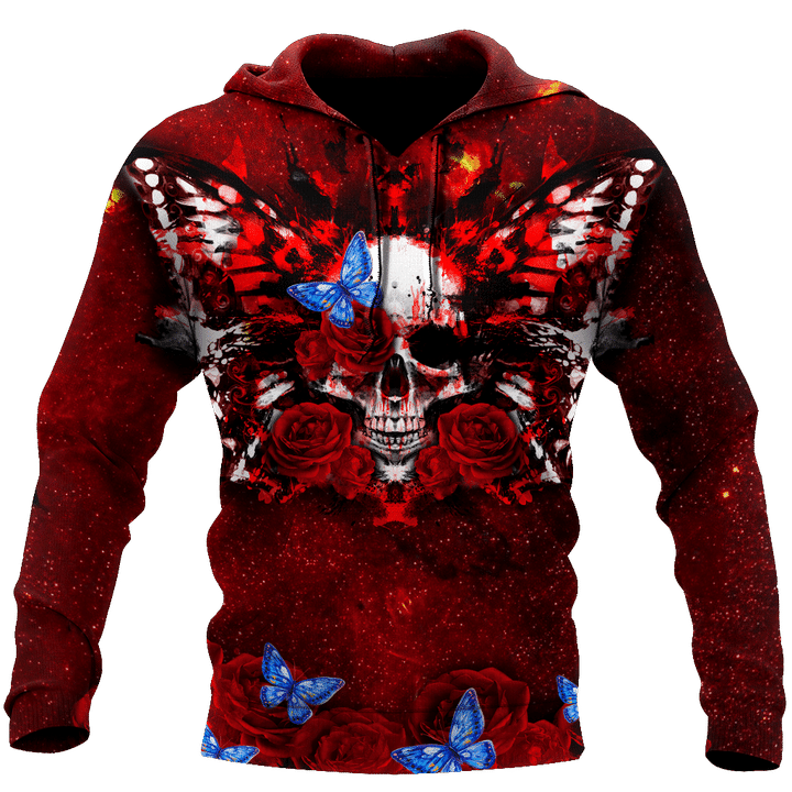 Butterfly love Skull red 3D all over printed for man and women QB05312002 - Amaze Style™-Apparel