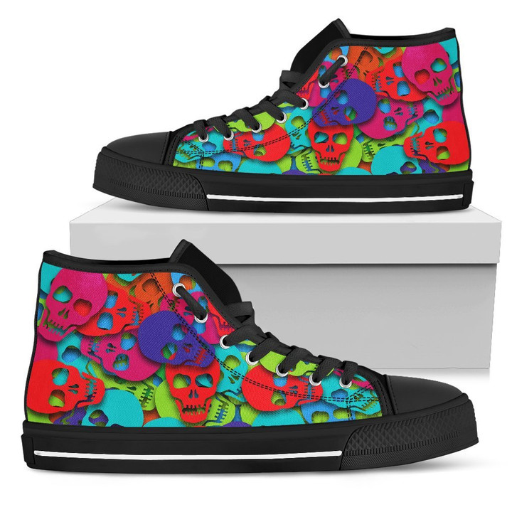 Colorful skull pattern high top shoes PL18032012 - Amaze Style™-