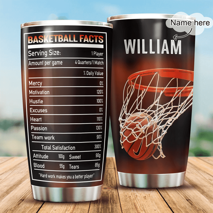 Premium Basketball Fact Personalized Stainless Steel Tumbler - Amaze Style™