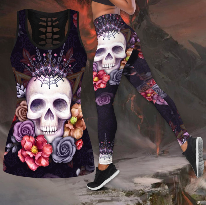 Flower love sugar skull tanktop & legging camo hunting outfit for women QB06172004 - Amaze Style™-Apparel