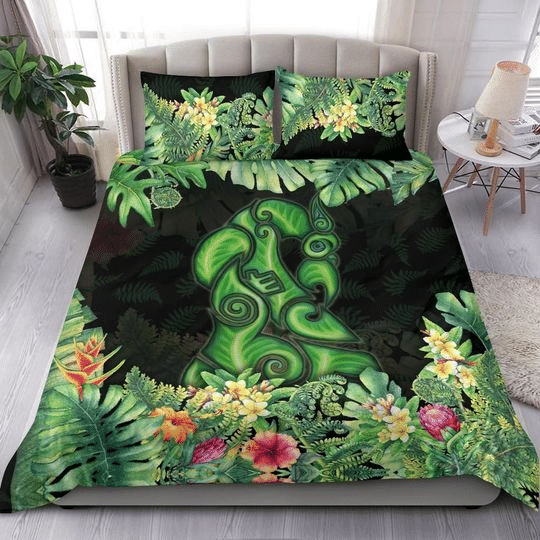 Maori manaia bedding set tropical koru fern with plumeria hibiscus PL20072001 - Amaze Style™-Bedding