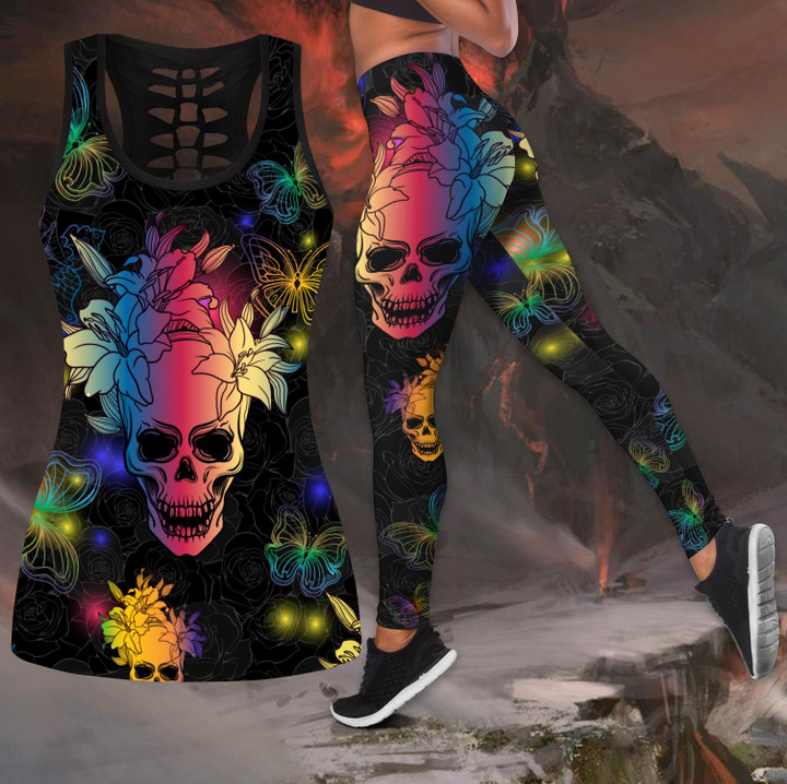 Love Skull 3D all over printed tanktop & legging outfit for women QB06112001 - Amaze Style™-Apparel