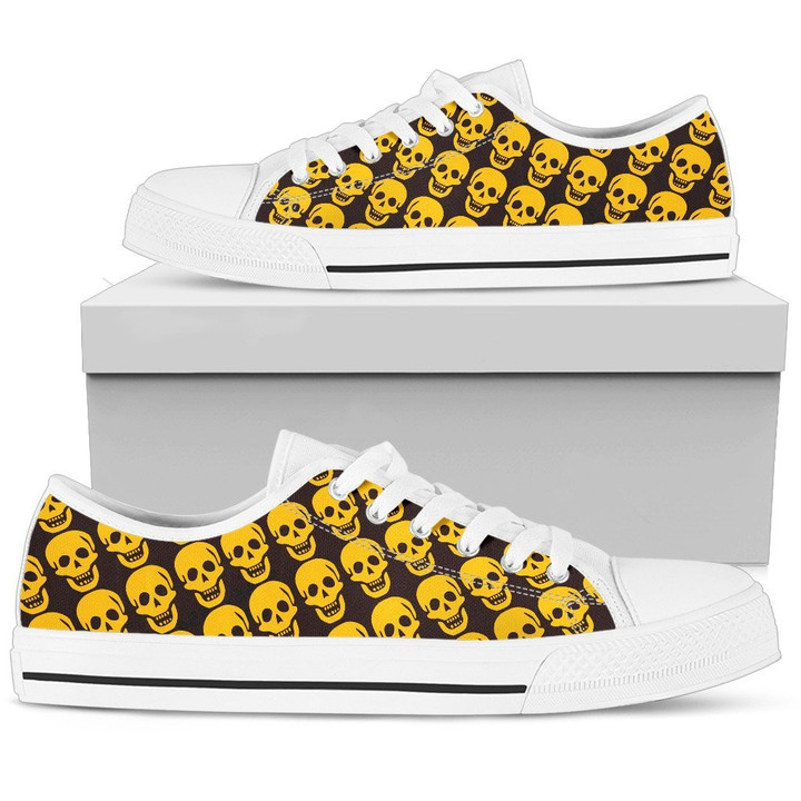 Yellow skull patern low top shoes PL18032023 - Amaze Style™-