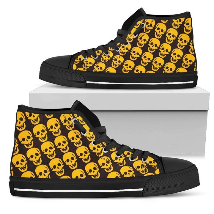 Yellow skull pattern high top PL18032020 - Amaze Style™-