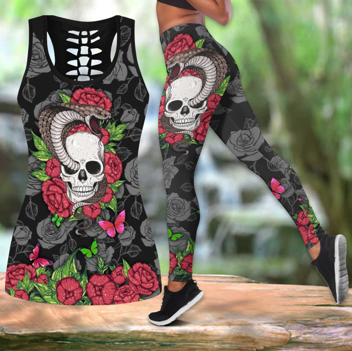 Snake Love Skull 3d all over printed tanktop & legging outfit for women QB05312003 - Amaze Style™-Apparel