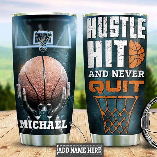 Premium Personalized Basketball Hustle Hit Stainless Steel Tumbler - Amaze Style™