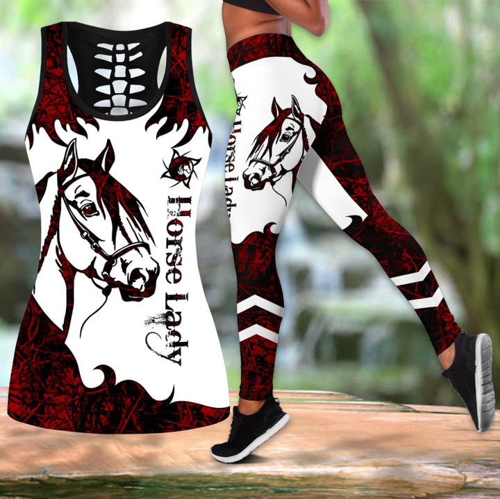 Horse Lady Red Camo Combo Legging + Tank Top Pi31072003S3 - Amaze Style™-Apparel