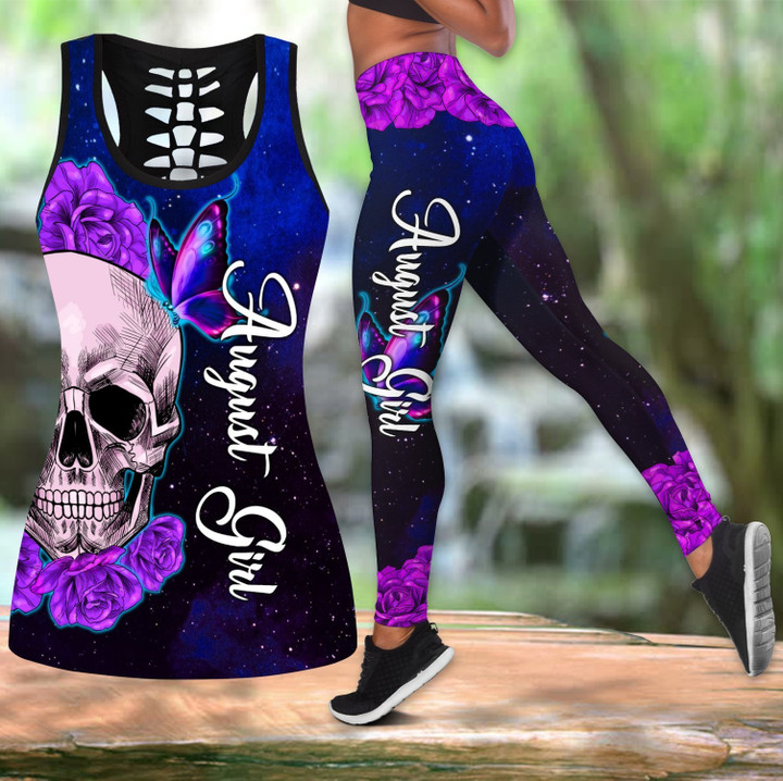 August Girl- Skull And Butterfly  Combo Tank Top + Legging DQB08282001 - Amaze Style™-Apparel