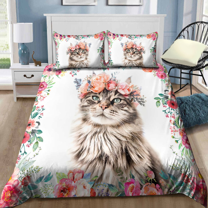 Flower Crown Cat Bedding Set Pi23072001 - Amaze Style™-Quilt