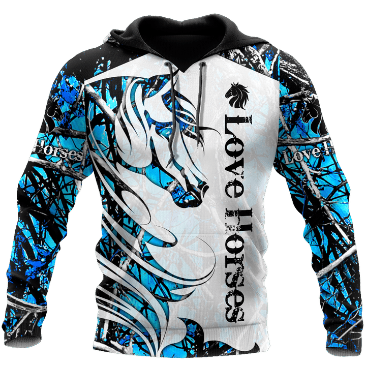 Horse Camo Blue Pattern 3D All Over Printed Shirts Pi050502 - Amaze Style™-Apparel