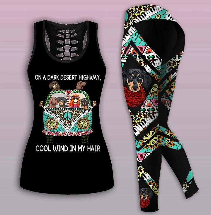 Dachshund Hippie Combo Tank + Legging NNK030917 - Amaze Style™-Apparel