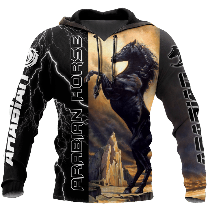 Black Stallion Arabian Horse 3D All Over Printed Shirt Hoodie Pi301202 - Amaze Style™-Apparel