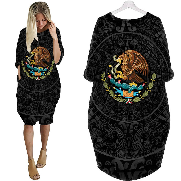 Aztec Mexico Batwing Pocket Dress QB06292002 - Amaze Style™-Apparel