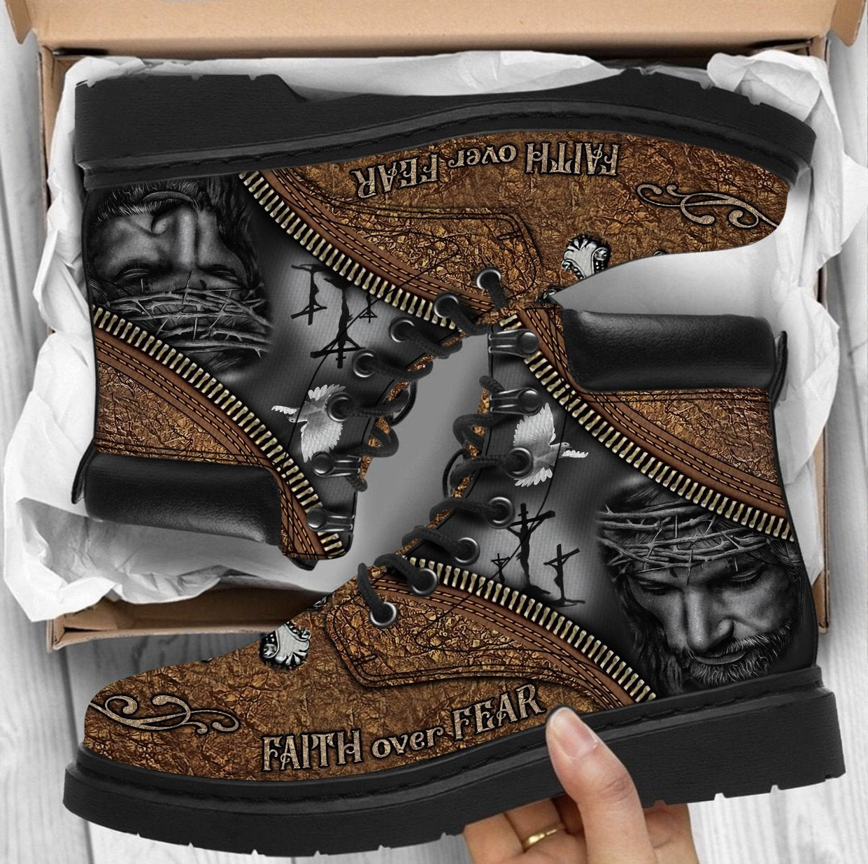 Faith Over Fear Jesus Boots Shoes Pi08032104 - Amaze Style™
