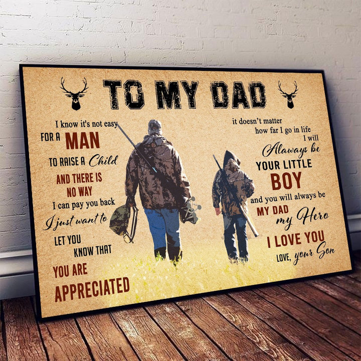 To My Dad Dad Hunting 3D All Over Printed Poster Horizontal - Amaze Style™-Poster