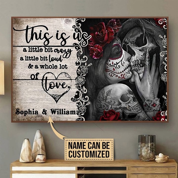 Skull Couple Custom Name 3D All Over Printed Poster Horizontal - Amaze Style™-Poster
