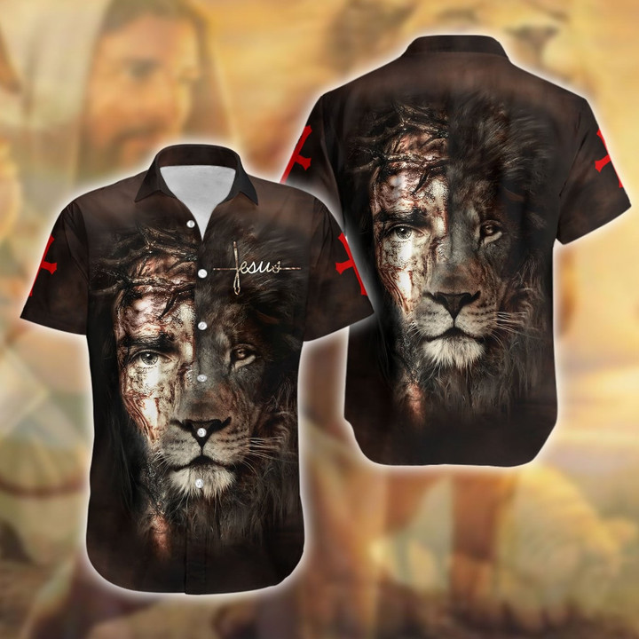 Jesus and Lion 3D All Over Printed Hawaii Shirt - Amaze Style™