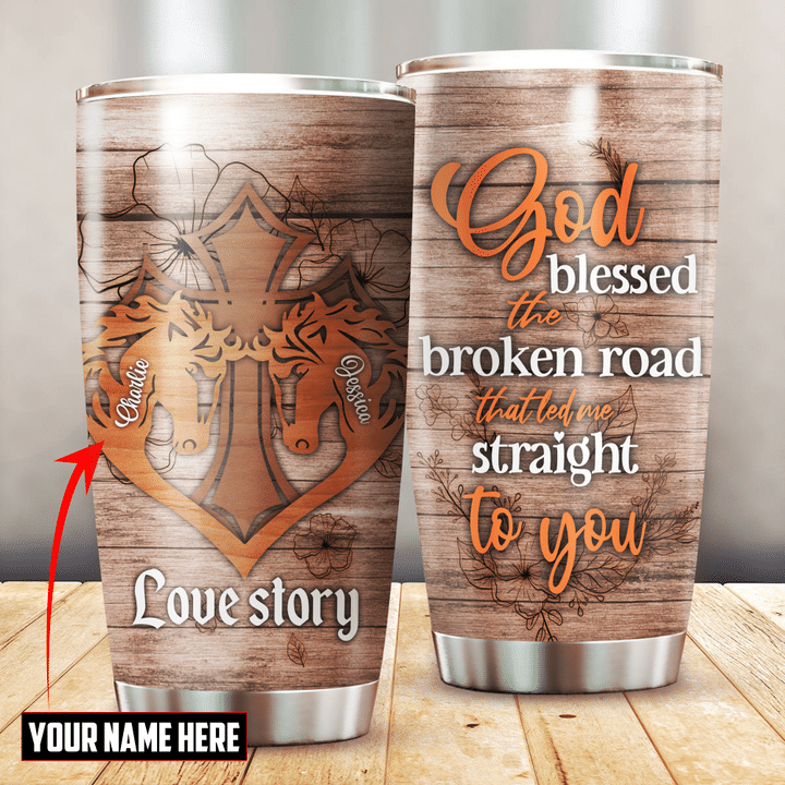 Jesus And Horse God Bless The Broken Road That Led Me Straight To You Customized 3D All Over Printed Tumbler - 