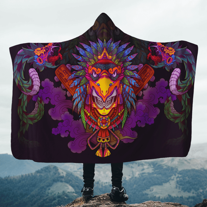 Eagle Warrior And Quetzalcoatl Aztec Customized 3D All Over Printed Hooded Blanket 