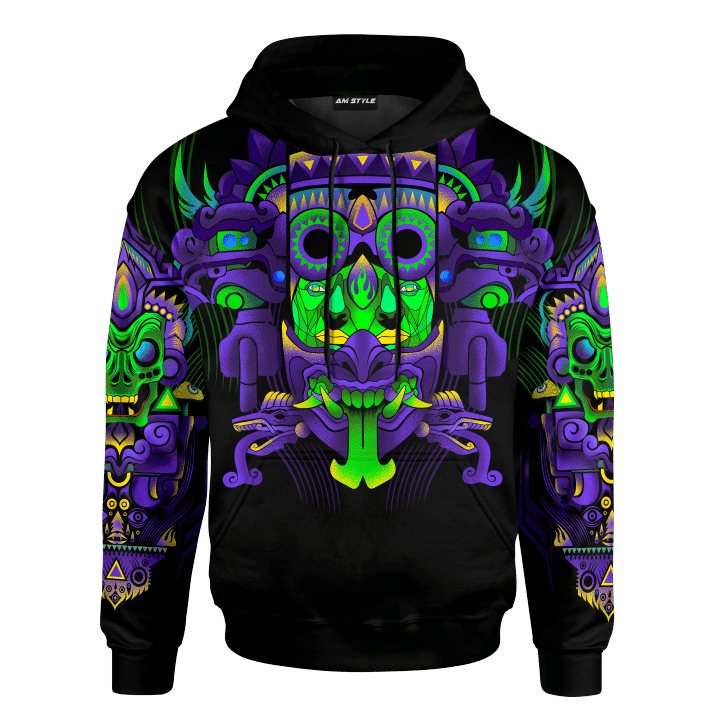 Aztec Psychedelic Deities Mural Art Customized 3D All Over Printed Shirt - 