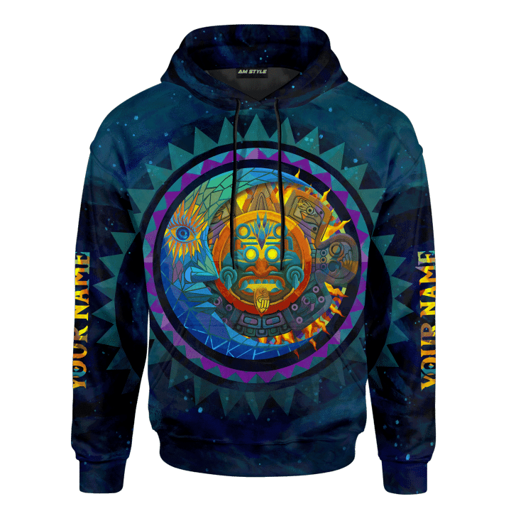 Aztec Luna y Sol Mural Art Customized 3D All Over Printed Shirt - 