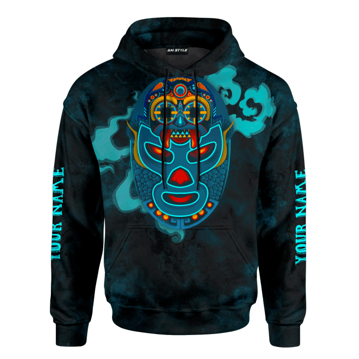 Tlaloc Wrestling Mask Mexican Mural Art Customize 3D All Over Printed Shirt - 
