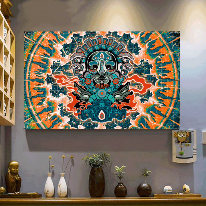 Psychedelic Aztec Xochipilli Sun Stone 3D All Over Printed Canvas - 