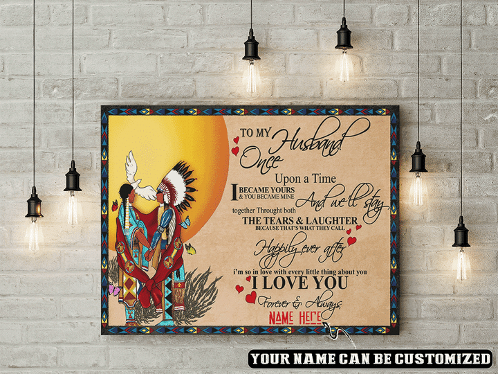 Native American Symbols Of Love To My Husband Ledger Art With Native American Patterns Customized 3D All Over Printed Canvas - 