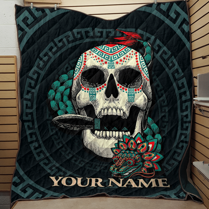 Quetzalcoatl Skull Maya Aztec Calendar Customized 3D All Over Printed Quilt - 