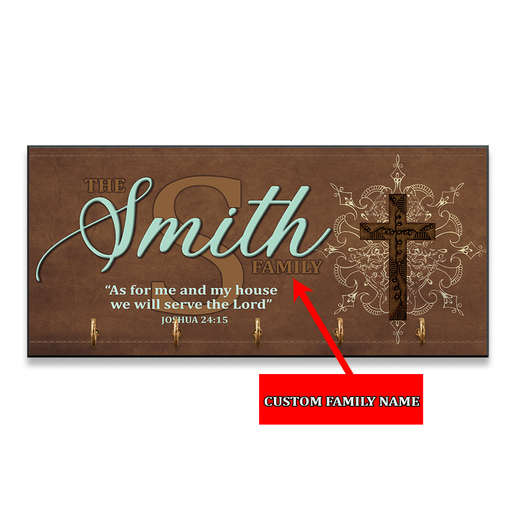 As For Me And My House We Will Serve The Lord Customized 3D All Overprinted Wooden Key Holder - 