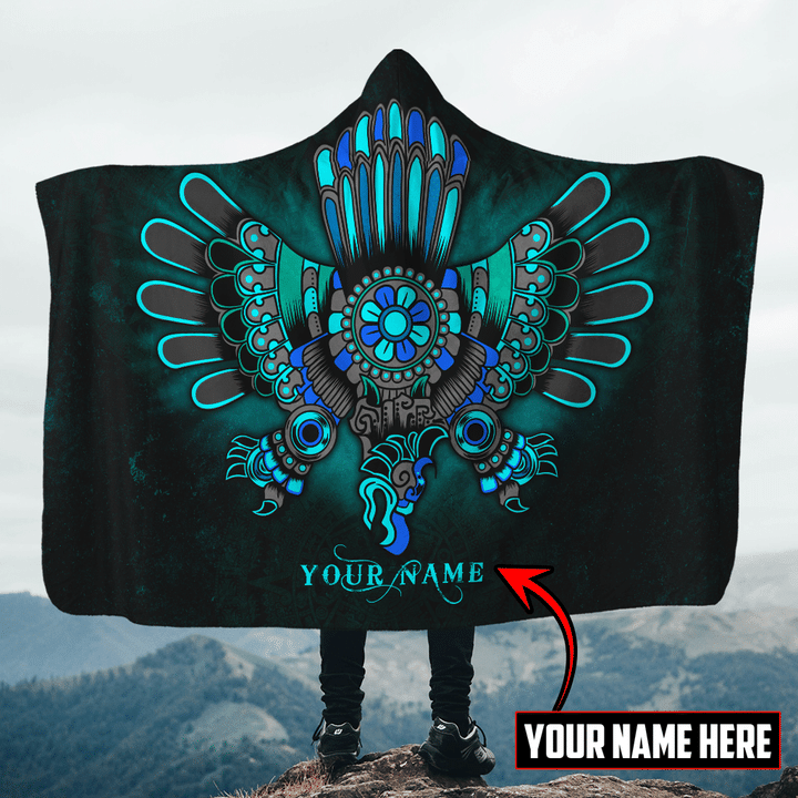 Aztec Eagles Chimalli Aztec Mexican Mural Art Customized 3D All Over Printed Hooded Blanket - 