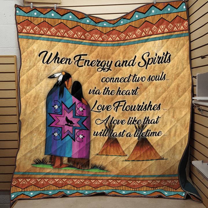 Native American Symbols Of Love When Energy And Spirits Connect Two Souls Ledger Art Native American Patterns 3D All Over Printed Quilt - 