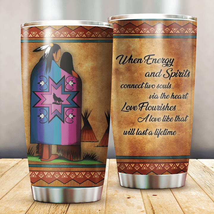 Native American Symbols Of Love When Energy And Spirits Connect Two Souls Ledger Art Native American Patterns 3D All Over Printed Tumbler - 