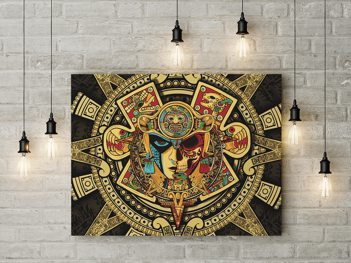MEXICO AZTEC SKULL WARRIOR SUN STONE 3D ALL OVER PRINTED UNISEX CANVAS - AM STYLE DESIGN