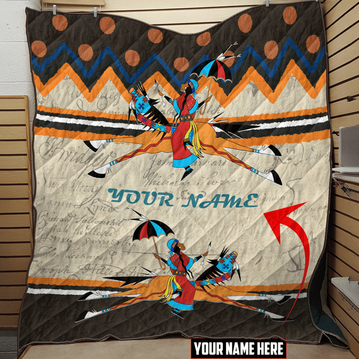 Native American Indian Horse Spirit Horse Ledger Art War Woman And Horse Customized 3D All Over Printed Quilt - 