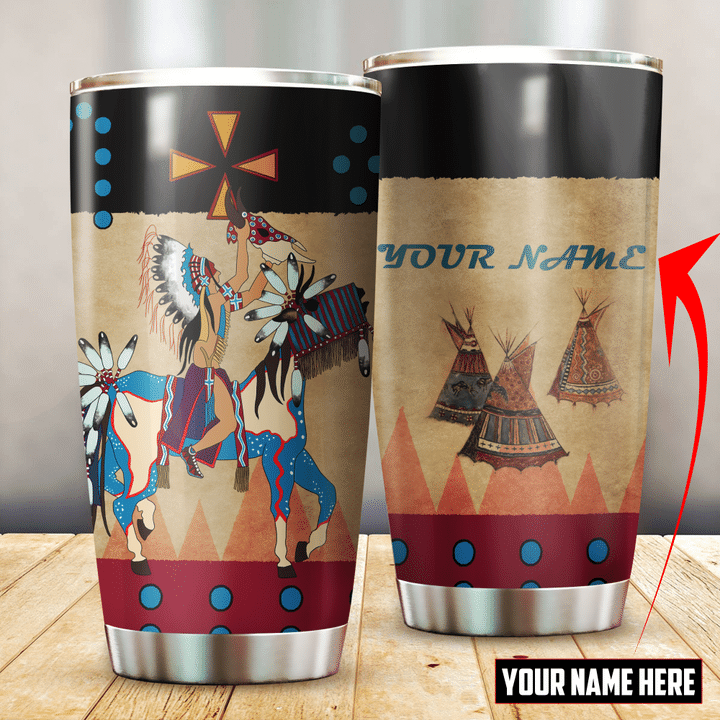 Native American Indian Horse Ledger Art Customized 3D All Over Printed Tumbler - 