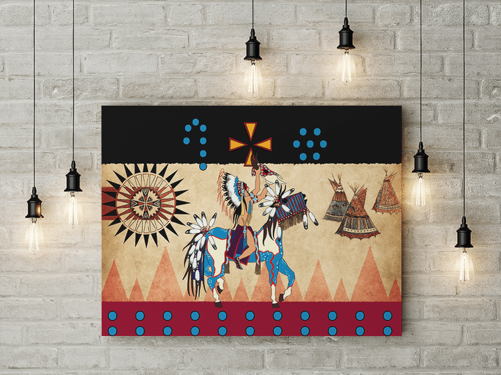 Native American Indian Horse Ledger Art 3D All Over Printed Canvas - 