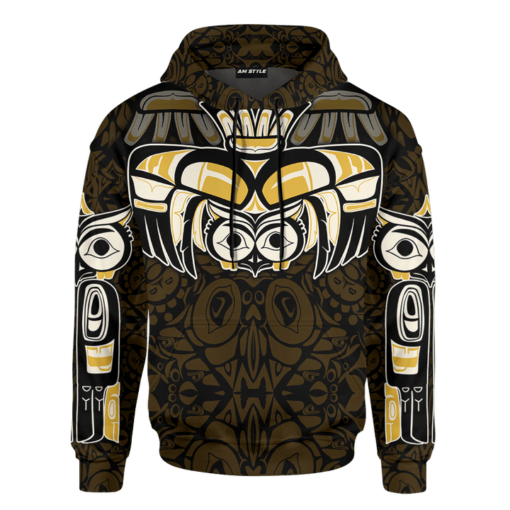 Native American Zodiac Signs Haida Owl Pacific Northwest Art Customized 3D All Over Printed Shirt - 