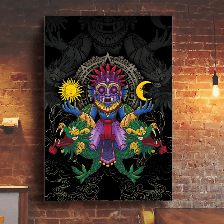 Aztec Tlaloc Sun And Moon Customized 3D All Over Printed Canvas - 