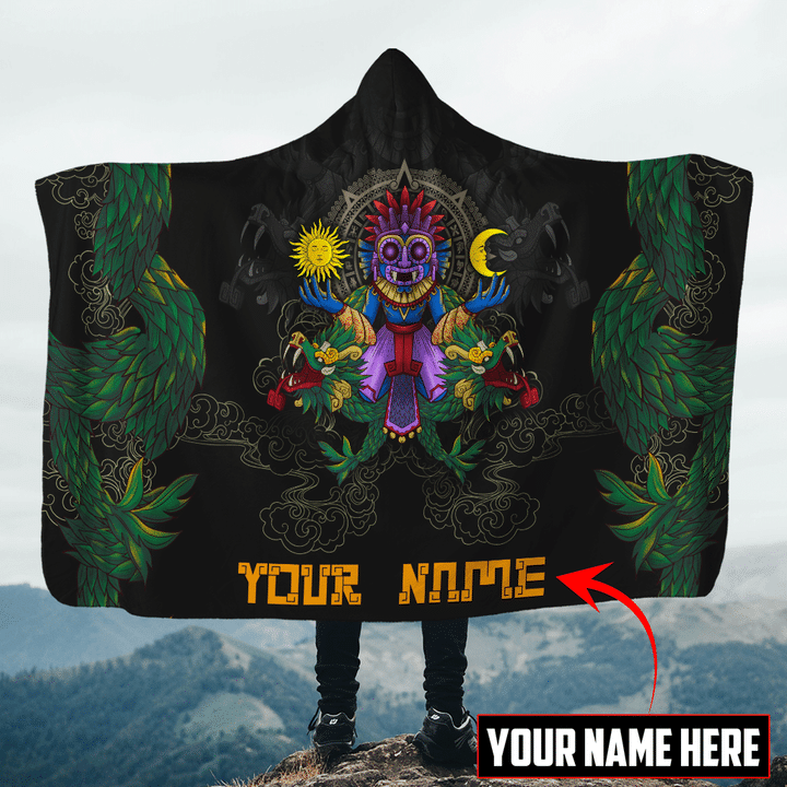 Aztec Tlaloc Sun And Moon Customized 3D All Over Printed Hooded Blanket - 