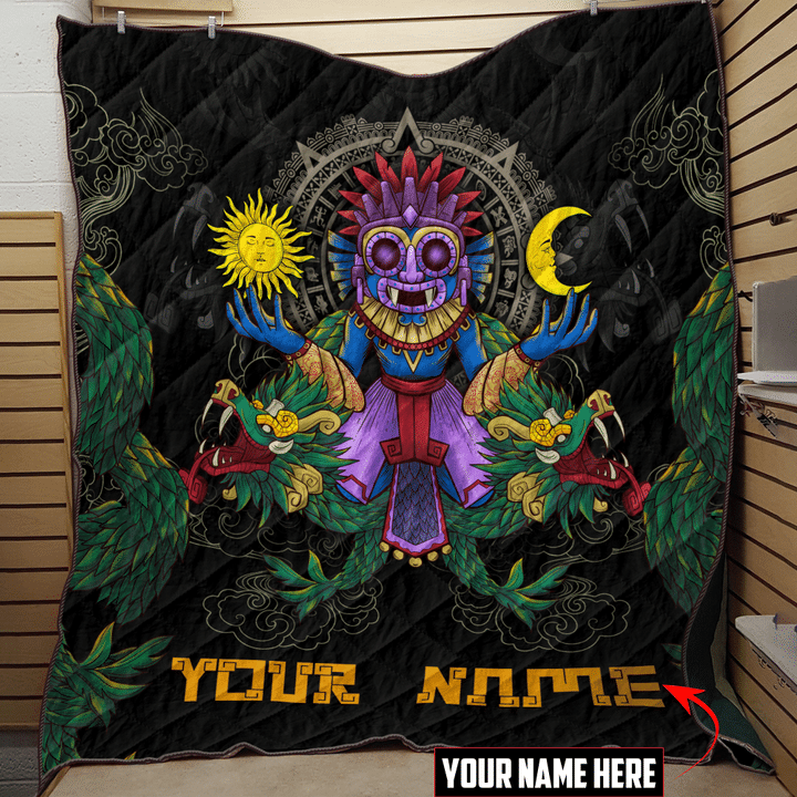 Aztec Tlaloc Sun And Moon Customized 3D All Over Printed Quilt - 