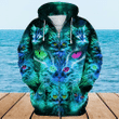 Premium Unique Cat Zip Hoodie Ultra Soft and Warm NHT070501DS Cyan