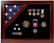 Premium Military Veteran Soldier Flag and Medal Display Case PVC090407