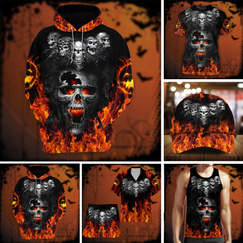 Premium Skull Halloween Clothes Ultra Soft and Cool Collection Orange DNH160889MH