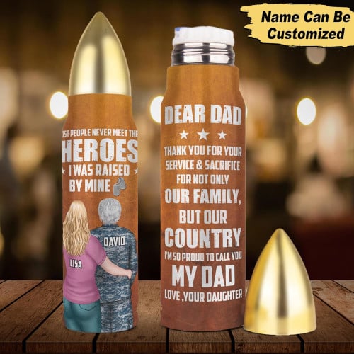 Personalized Veteran Dad Tumbler Cup Father And Daughter I'm So Proud To Call You My Dad PVC250505