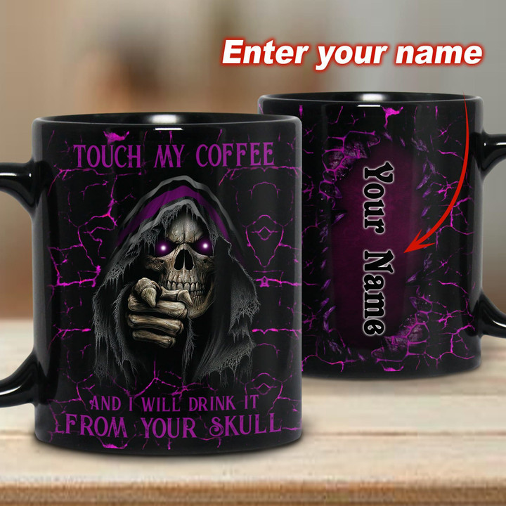 Touch My Coffee Violet Skull Coffee Mug TVN180804 | Monlovi