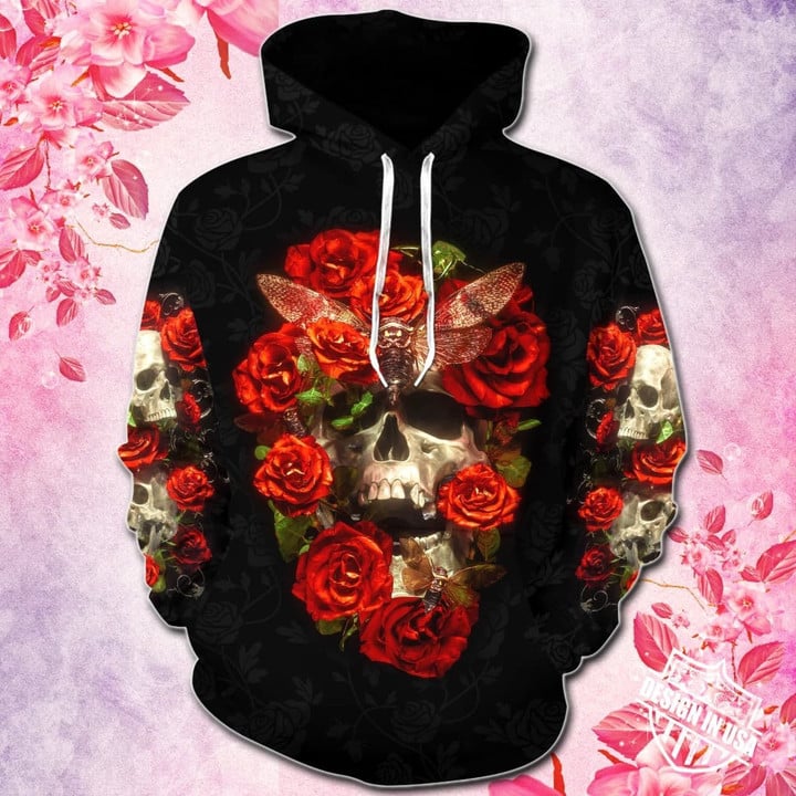 Premium Unique Skull Rose Hoodie Ultra Soft and Warm VDT10008TR